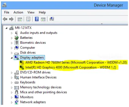 Display adapters Screenshot
