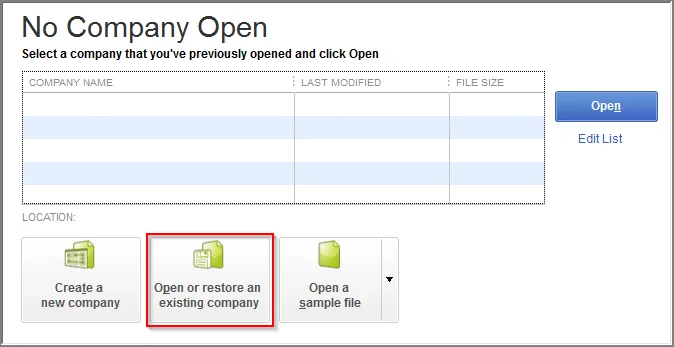 Open or Restore company