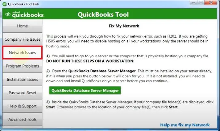Open the Tool Hub and select the Network Issues