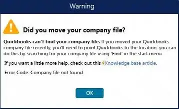 QuickBooks Company File Not Found