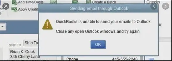 QuickBooks Outlook is not responding