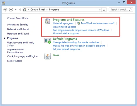 Programs and Features