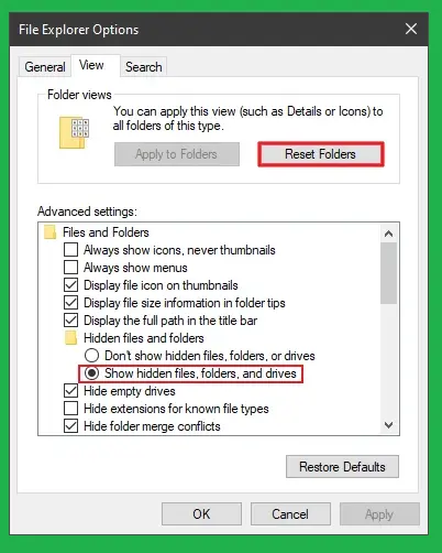Show hidden files