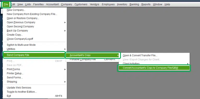Convert an Accountant's Copy Transfer File