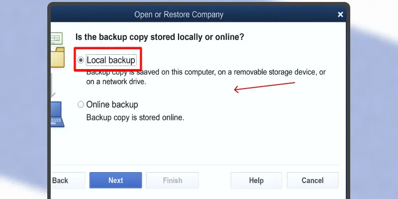 Choose Local Backup