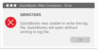 QuickBooks Web Connector QBWC1085