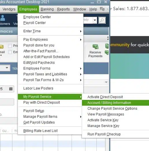 My Payroll Services > Account/Billing