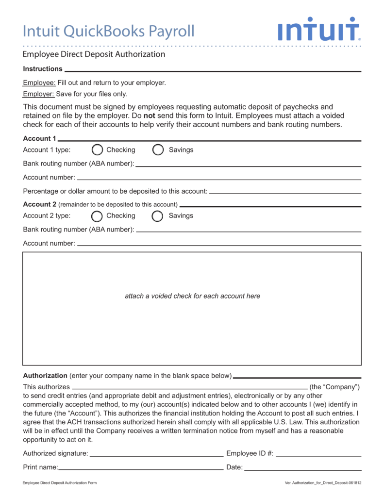 Direct Deposit Authorization Form